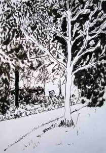 Croquis à l'encre de chine