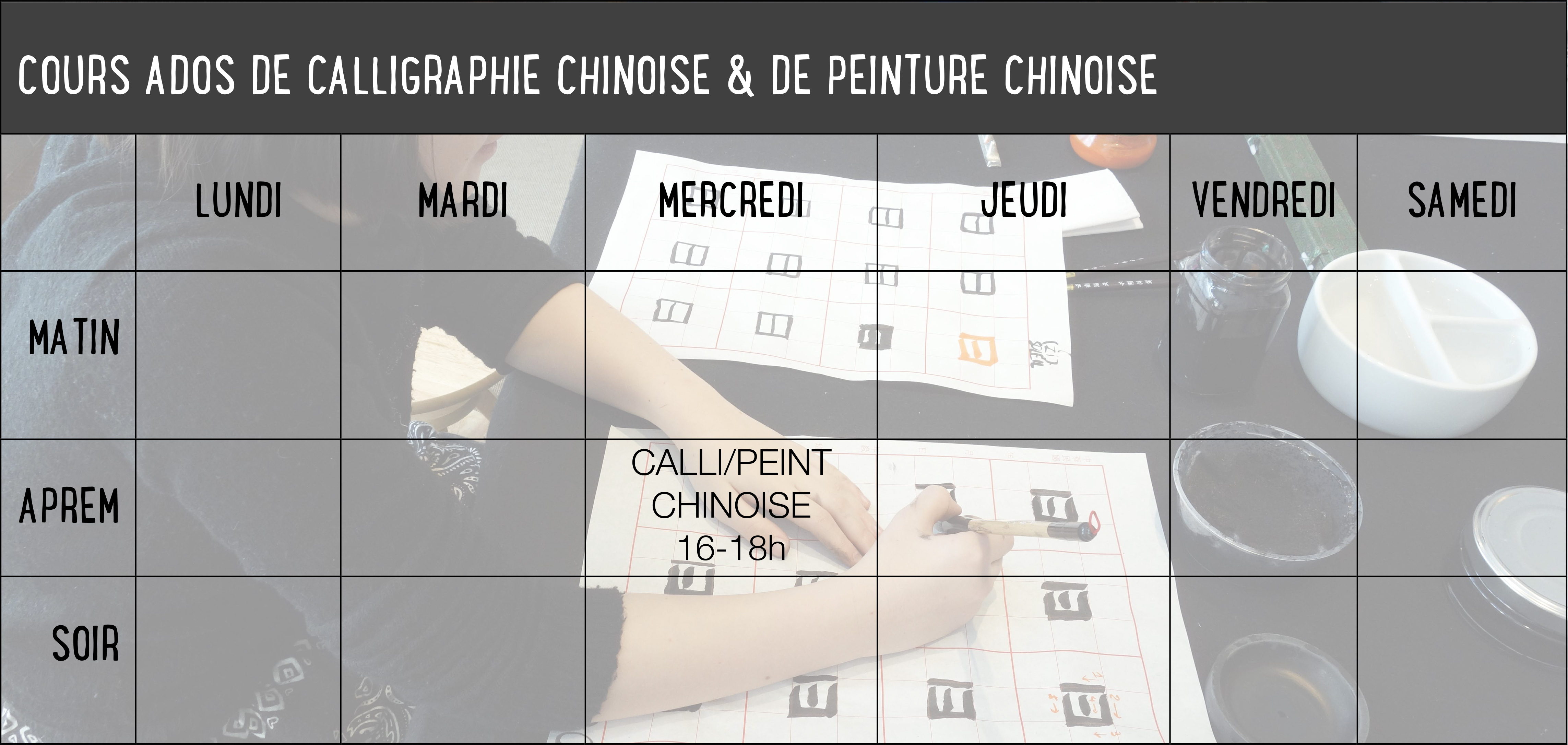 cours, calligraphie, chinoise, ados, peinture, chinoise, lille, nord